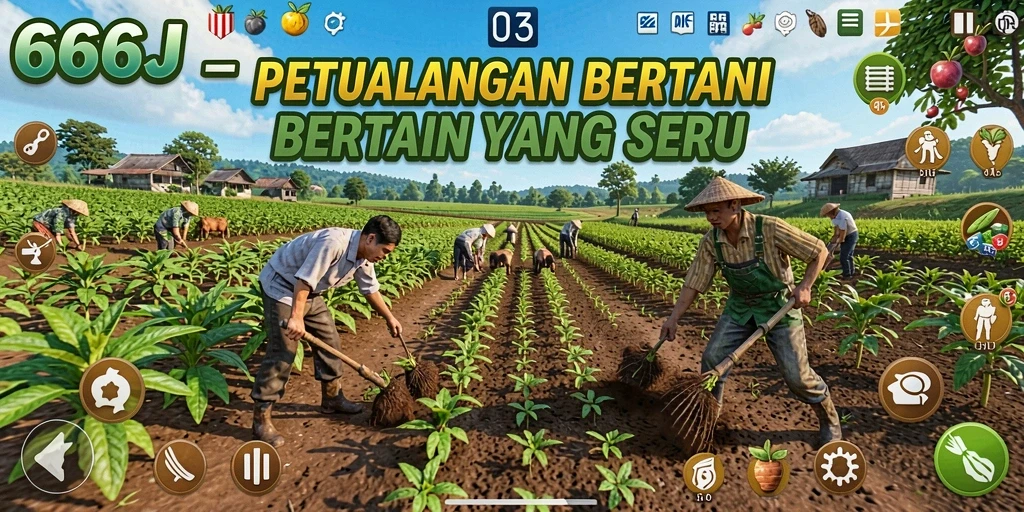 Tangkapan layar 666J menampilkan aktivitas bertani yang menarik dan menantang.