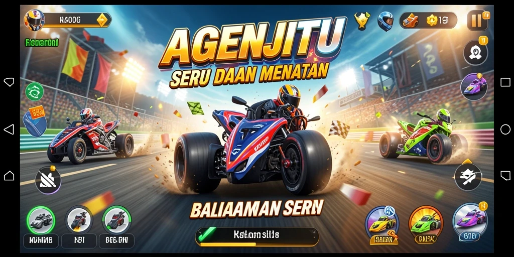 Screenshot AGENJITU menampilkan aksi balapan yang mendebarkan.