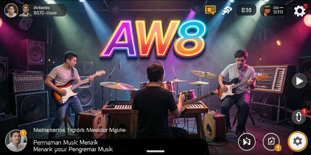 Tampilan gameplay AW8 yang menarik dan interaktif saat bermain musik.