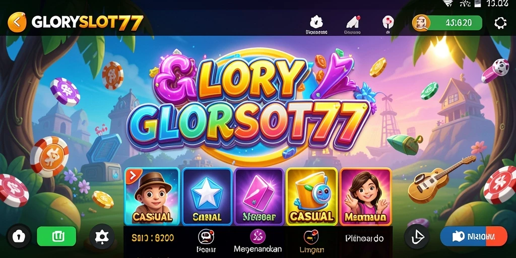 Tampilan gameplay GLORYSLOT777 yang menarik dan penuh warna.
