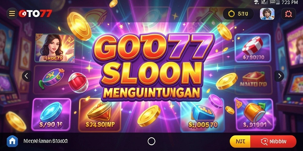 Gameplay GOTO77 yang menarik dengan simbol slot dan fitur bonus.