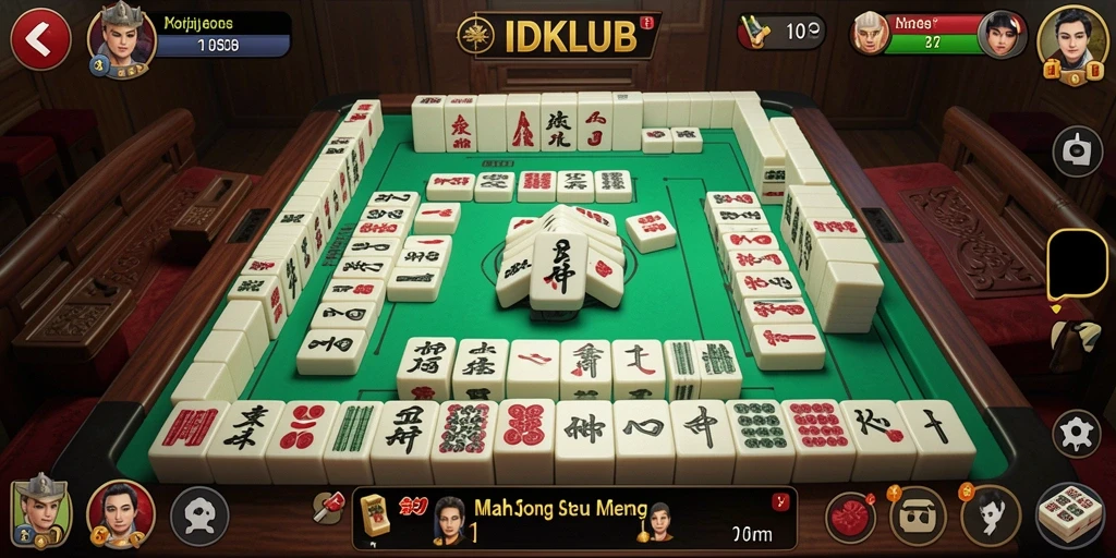 Screenshot IDKLUB menampilkan pertandingan Mahjong yang mendebarkan dan penuh warna.