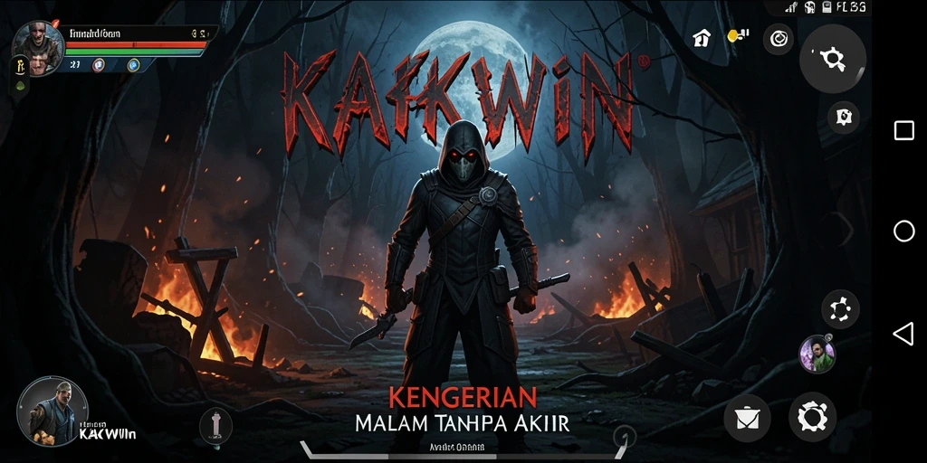 Menampilkan gameplay KAKWIN dengan suasana horor yang mencekam.