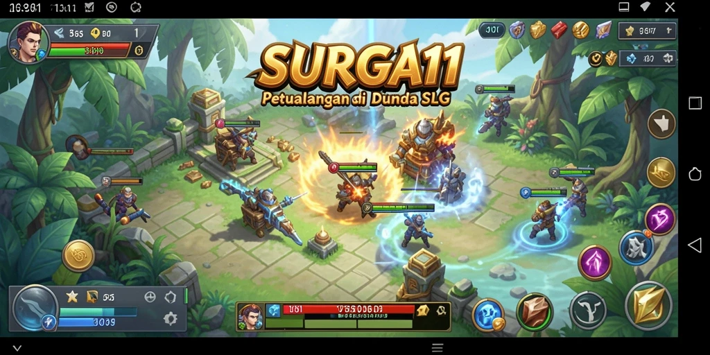Tampilan gameplay SURGA11 menunjukkan pertarungan strategis yang seru.