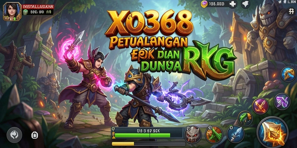 Tangkapan layar dari gameplay <strong>XO368</strong> yang menunjukkan pertarungan epik dan eksplorasi dunia.